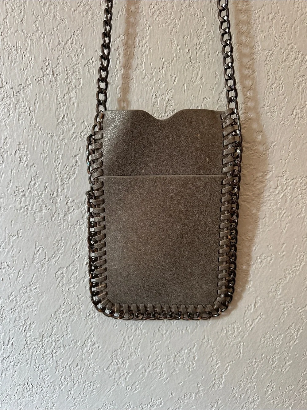 Women's Brown Chain-Trim Crossbody Phone Pouch